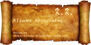 Klinder Krisztofer névjegykártya